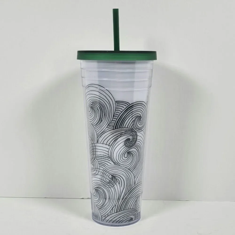 Starbucks‎ Ink Waves Cold Coffee Tumbler Cup Abstract Dot Siren Logo  24oz